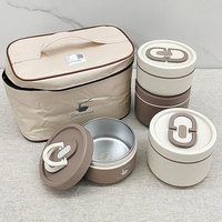 Boîte à lunch en acier inoxydable avec coque en PP, matériaux durables, boîte à repas avec sac isotherme, boîte bento