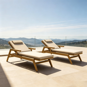 Chaise longue avec cadre en teck, pour piscine, Patio d'hôtel, expédition rapide, qualité commerciale directe d'usine - Product Image 2