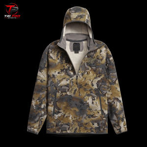 Sudadera con capucha de forro polar grueso para hombre, para exteriores, de camuflaje, con cremallera de un cuarto, para caza, con capucha ajustada y bolsillos laterales con cremallera doble - Product Image 5