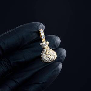 Colgante de Plata 925 con Moissanita para Hombre, Diseño de Bolsa de Dinero, Colgante Grueso Iced Out, Joyería Hip Hop para Raperos, Colgante con Símbolo de Dólar - Product Image 6