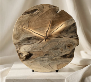 Rustic Wooden Wall Clock Round Analog Quartz Timepiece Natural <b>Wood</b> <b>Slice</b> Design For Living Room Decor - Product Image 2