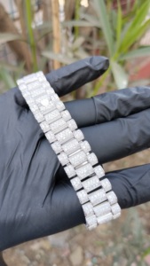 นาฬิกา RUDRA JEWELS นาฬิกาข้อมือสแตนเลสสตีลสุดหรู ประดับเพชรโมอิสซาไนต์ ระบบกลไก ดีไซน์วินเทจ สปอร์ต หรูหรา ดีไซน์โปร่ง - Product Image 3