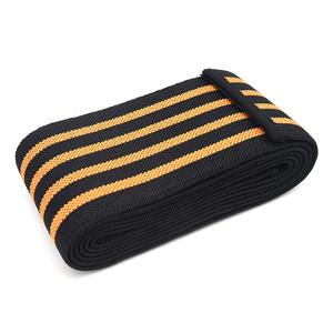 Wholesale Knee Support Knitted <b>Black</b> Blue Striped Breathable Hook & Loop Closure Unisex All Seasons Protection - Product Image 5