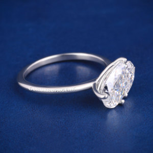 Anillo de compromiso y boda solitario de oro macizo de 18k con diamante moissanita talla pera, claridad VVS D, regalo de San Valentín para mujer - Product Image 4
