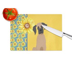 Summer Sunflowers & Fawn Great Dane Planche à découper décorative en verre trempé Planche de service de cuisine de grande taille Plats et assiettes - Product Image 4