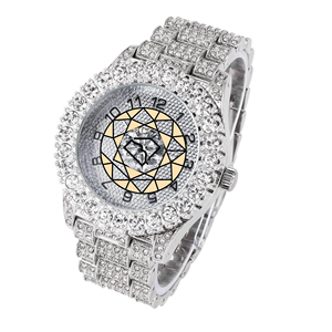 Reloj de Lujo Personalizado con Incrustaciones de Moissanita y Acero Inoxidable para Hombre, Estilo Hip Hop, con Esfera de Números Romanos y Cierre de Hebilla - Product Image 4