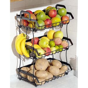 Corbeille à fruits moderne en métal, design ouvert, bol de rangement pour une circulation d'air optimale, fraîcheur des fruits et légumes - Product Image 2