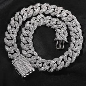 Cadena de eslabones cubanos Miami de plata 925 con moissanita engastada de corte redondo, joyería fina de moda hip hop para hombre, ideal para fiestas. - Product Image 4