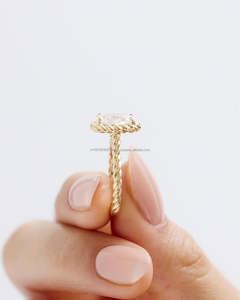 Igi/gia แล็บตัดเพชรวินเทจ14K สีเหลืองแหวนแต่งงาน/งานหมั้นใส่ได้ทั้งชายและหญิงสีขาวทองคุณภาพดีสำหรับงานปาร์ตี้ครบรอบ-คุ้มค่า - Product Image 2