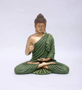 Buda de la Bendición de Poliresina Dorado y Verde de 15 Pulgadas - Product Image 4