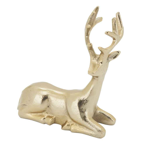 Petite sculpture de renne en aluminium fini or, luxe pour Noël, ornement artisanal en métal, renne pour décoration de Noël - Product Image 4