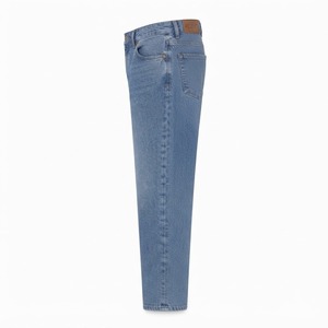 Jean en denim délavé coupe droite taille haute pour homme, coupe régulière, en coton, bleu décontracté, style printemps - Product Image 3