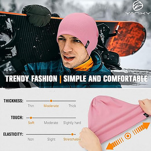 Vintage pink Ribbed Knit Beanie-Unisex Winter <b>Warm</b> <b>Hat</b> Soft Stretch Spandex/Cotton Minimalist Streetwear Essential - Product Image 4