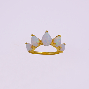 Ethiopian Fire <b>Opal</b> 18k Gold Plated Tiara <b>Ring</b>-Statement October Birthstone Crown <b>Ring</b>-Handmade Gemstone Jewelry Gift For Her R - Product Image 3