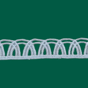 Encaje de nailon/organza blanco de gran venta, ribete de encaje transparente bordado (patrón de lazo/arco), encaje para coser - Product Image 1