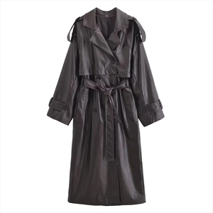 Elegante Abrigo de Cuero para Mujer con Textura Suave y Silueta Contemporánea Diseñado para Comodidad, Confianza y Elegancia Diaria - Product Image 1
