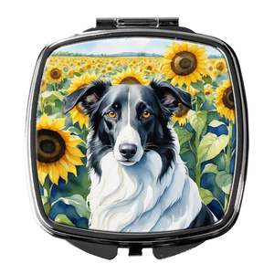 Espejo de maquillaje de viaje compacto de girasoles Borzoi, espejo decorativo de bolsillo plegable de mano para regalo de mujeres y niñas - Product Image 1