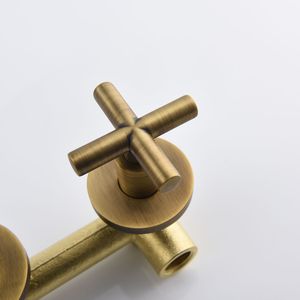 Rubinetto per lavabo bagno a parete, monocomando, a doppio manico, color oro - Product Image 6