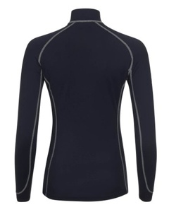 Chemises équestres demi-fermeture éclair à manches longues pour femmes fabriquées en usine couche de base d'équitation silicone/nylon spandex brillant pour chevaux - Product Image 3