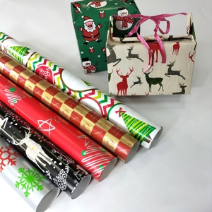 Papier d'emballage cadeau en rouleau, double face couché, en pâte de bois vierge, écologique et recyclable, personnalisé pour la vente en gros - Product Image 1
