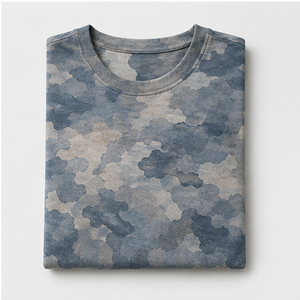 T-shirt à manches courtes et col rond pour homme, imprimé camouflage bleu poussière aquarelle personnalisé, MTS-CAMO-0015 - Product Image 5