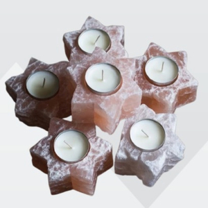 Porte-bougie en sel de l'Himalaya de qualité supérieure, sculpté en forme d'étoile, décoration naturelle relaxante - Product Image 2