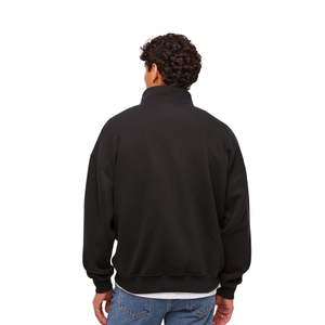 Sweat-shirt à col zippé noir pour homme personnalisé, streetwear haut de gamme, pull-over, fabricant de vêtements en marque privée OEM, fournisseur en gros - Product Image 2