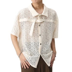 Chemise décontractée texturée en dentelle pour homme, collection été 2026, personnalisable, fabriquée par TRIOTAKE INDUSTRY - Product Image 5