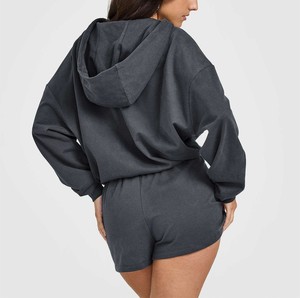 Hoodies d'hiver pour femmes, chauds, décontractés, amples, à manches longues, en coton, personnalisables, à fermeture éclair, à épaules tombantes - Product Image 4