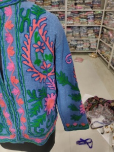 Women's Hand Embroidered Woven Velvet Jacket O-Neck Collar Full Sleeve Floral Pattern Prairie Chic Style Autumn Wear <b>Gift</b> Her - Product Image 3