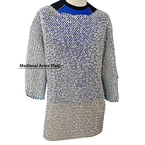 Gilet de mailles médiéval en aluminium à manches courtes, anneaux rivetés de 10 mm, pour reconstitution historique, armure, costume fait main - Product Image 1