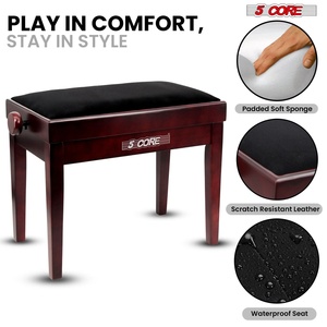 Banc de piano réglable à 5 niveaux, épaisseur 3,25 po, tabouret de clavier en bois massif, chaise de musicien robuste - Product Image 5