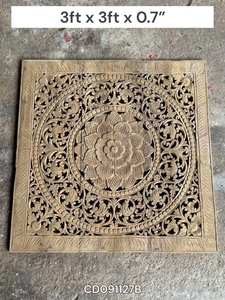 แผ่นไม้สักสลักลายสี่เหลี่ยมจัตุรัสขนาด 3 ฟุต สำหรับแขวนผนัง ทำด้วยมือ 100% แข็งแรง ทนทาน เป็นมิตรกับสิ่งแวดล้อม คลาสสิก สำหรับงาน DIY - Product Image 3