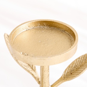 Golden Leaves Pillar Candle Holder Luxury Metal <b>Tree</b> Branch Design <b>Stand</b> Round Shape For Modern Home Decor Weddings & Events - Product Image 4