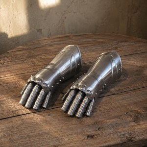 Guantes de Caballero Medieval, Armadura de Mano Articulada de Acero, Estilo Antiguo, Artesanía Metálica - Product Image 1