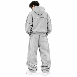 Conjunto de Sudadera con Capucha Oversize Desgastada y Pantalones Jogger Holgados para Hombre - Product Image 4