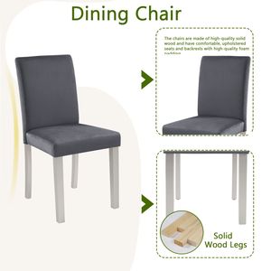 Tavolo da pranzo in legno grigio argento 5 pezzi quadrato tavolo da cucina 4 sedie imbottite decorazione di cristallo per uso sala da pranzo - Product Image 5