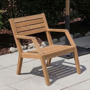 Fauteuil de patio extérieur en bois massif moderne à lattes, commande en gros, conteneur FCL, export direct usine, importateur - Product Image 4