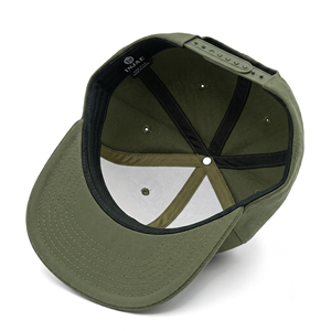 Casquette Snapback à visière plate vert olive avec logo brodé 3D personnalisé, 6 panneaux structurés en sergé de coton, style Hip Hop Streetwear, OEM - Product Image 6