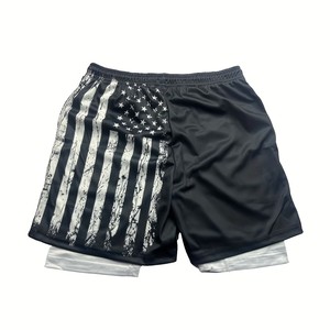 Wholesale Polyester Mesh Shorts <b>Men</b> Drawstring Elastic Waist Gym <b>Trunks</b> OEM Print Premium Athleisure 2 in 1 Track Shorts America - Product Image 2