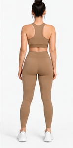 Ensemble de yoga pour femmes, très élastique, avec soutien-gorge de sport et short cycliste, pour la gym, le fitness et l'entraînement, vêtements de sport respirants, personnalisables avec logo, pour le Pilates, deux pièces - Product Image 2