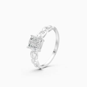 Anillo clásico con barra redonda de diamante cultivado en laboratorio de 0.15 quilates en oro amarillo, blanco y rosa de 9 quilates - Product Image 2