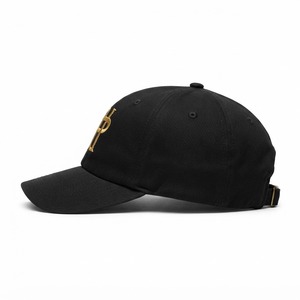 Gorra de Béisbol Negra de Algodón, Estilo Dad Hat, con Monograma Dorado Bordado, Corona Relajada, Visera Curva, Minimalista, Premium, Casual - Product Image 4