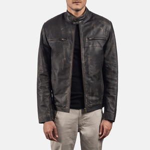 Leather <b>Jacket</b> Men Stand Collar Moto <b>Slim</b> <b>Fit</b> Coat Made In Pakistan Spring Autumn Fashion Motorcycle <b>jacket</b> for men - Product Image 4