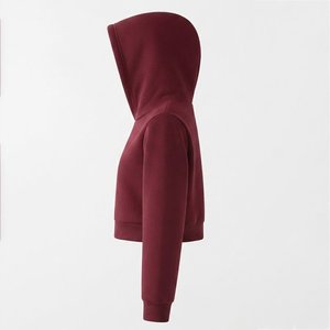 Sudadera con capucha y cremallera para mujer, con logo personalizado, color liso, manga larga, tejida, transpirable, para otoño, de longitud corta, al por mayor - Product Image 3
