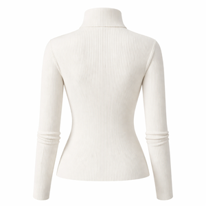 Suéter de Cuello Alto Acordonado Informal de Punto Personalizado al por Mayor para Mujer - 100% Algodón, Proveedor OEM y Fabricante Directo de Fábrica - Product Image 2