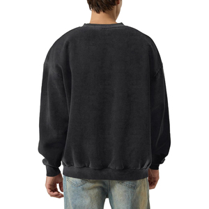 Sweat-shirt col rond vintage délavé à l'acide de haute qualité 2026 pour homme, coupe oversize, manches longues, gris foncé, 100 % coton biologique, OEM - Product Image 2