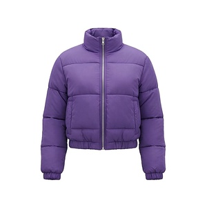 Hooded Quilted Waterproof <b>Bubble</b> Jacket Black Full Sleeve Winter Windproof Cotton Shell Knitted Fabric Polyester Filling Stand - Product Image 1