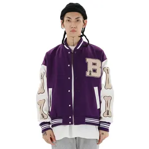 Jaket Letterman Universitas kualitas tinggi kustom jaket Bomber Universitas Universitas huruf bisbol untuk pemasok grosir