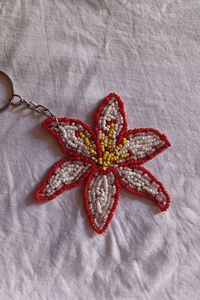 Handmade Embroidery Beaded Keychain with Intricate Floral Beadwork Decorative <b>Bag</b> Charm and <b>Key</b> <b>Ring</b> Gift - Product Image 2